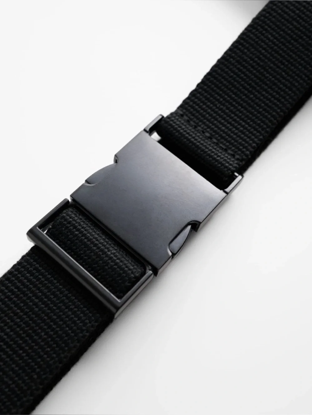 New  ZARA Women’s Sz 30 Black Canvas Harness Belt Black Metal Buckle Closure